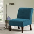 thumbnail image 2 of Velvet Accent Chair Cover, Set of 2 High Stretch Armless Chair Covers for Living Room Luxury Thick Velvet Chair Slipcovers Modern Furniture Protector with Elastic Bottom, Machine Washable(Peacock Blue, 2 of 7