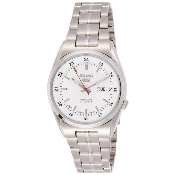 Seiko Men's 5 Automatic SNK559J1 White Dial Stainless Steel Watch