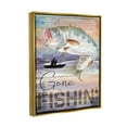 thumbnail image 3 of Stupell Gone Fishin' Bass Angler Marine Life Landscape Painting Gold Floater Framed Art Print Wall Art, 3 of 6