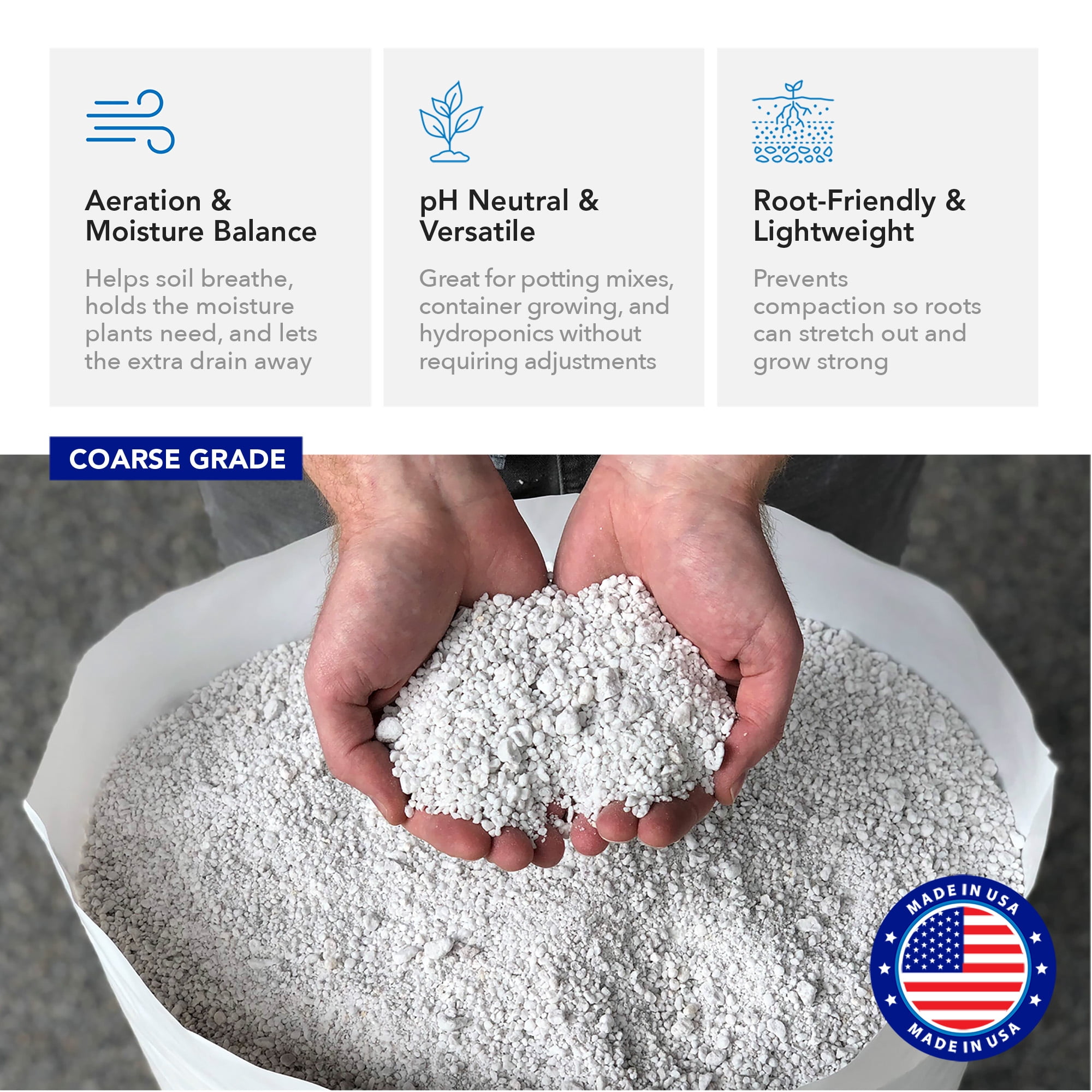 Supreme Perlite Coarse Horticultural Perlite for Potting Soil Mixes, 24 Quart Bag