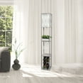 thumbnail image 4 of Simple Designs 62.5" 3-Shelf Etagere Storage & Wine Rack Floor Lamp with LED Bulb, Gray, 4 of 6