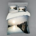 thumbnail image 2 of Ambesonne Nautical Bedding Set 3 Pcs, Sinking Boat Sunset, Twin, Pale Blue Brown, 2 of 3