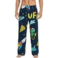 thumbnail image 2 of Goofa Funny Spaceships Printed Soft Pajama Pants for Men, Wide Leg Comfy Casual Lounge Yoga Pants-Medium, 2 of 9