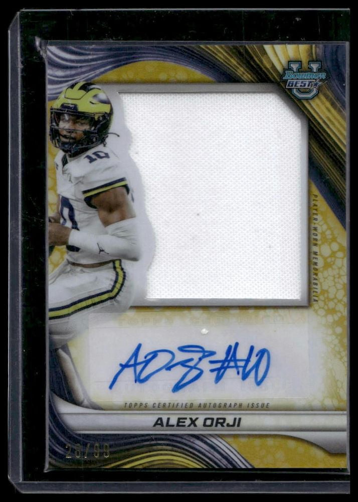 2024 Bowman University Best Alex Orji #PJA-AO Prospect Jumbo Relic Autographs Second Honor Roll SN,MEM,AU