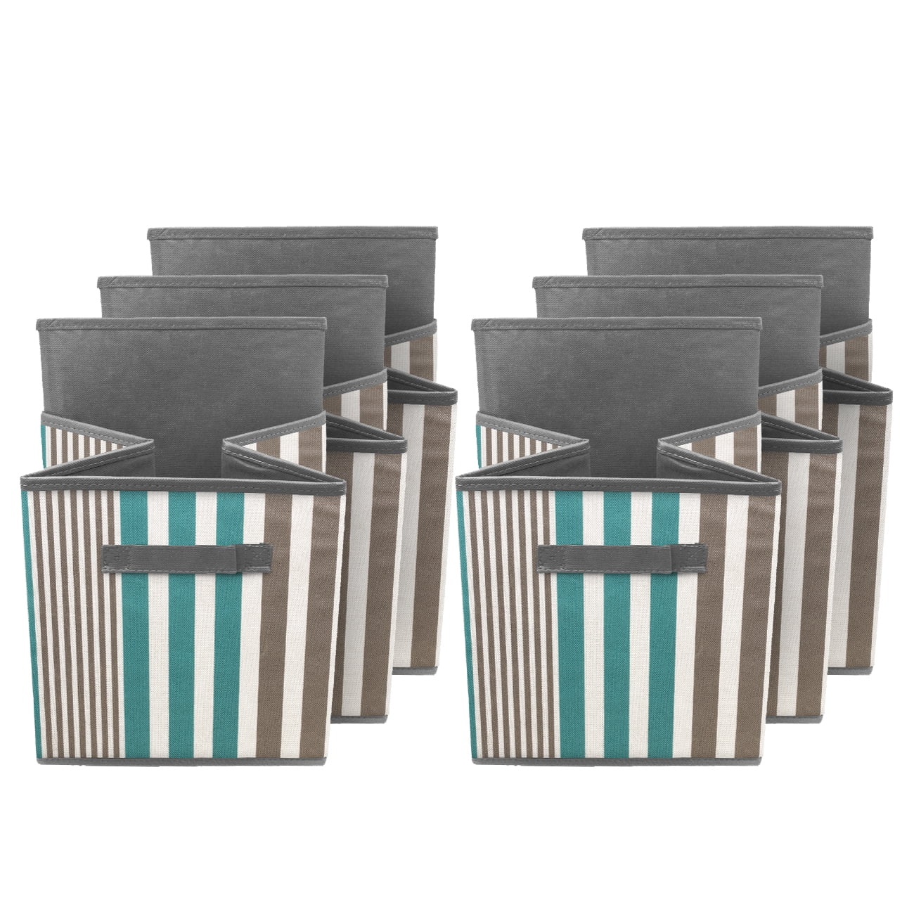 Sorbus Foldable Storage Cube Basket Bin, 6 Pack, Vertical Stripe Line Pattern