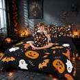 thumbnail image 3 of Homewish Halloween Ghost Bat Twin Bedding, Cute Witch Hat Cat Bedding Comforter Set, Black Orange, Black Reversible 7-Piece, 3 of 7