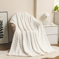 thumbnail image 5 of Btomtd 30"x40" Thick Heavyweight Flock Throw Blanket Soft Plush Nap Bed Blanket Multi Scenario Sofa Resting Blanket, White, 5 of 6