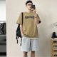 thumbnail image 3 of Conjuntos de camisetas y pantalones cortos cargo para hombre, pantalones deportivos con estampado gráfico, ropa moderna para gimnasio, ropa informal holgada de talla 5xl, novedad en liso, talla XL, to, 3 of 5