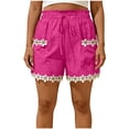 thumbnail image 3 of Sentmoon Workout Shorts for Women Drawstring High Elastic Waist Gym Shorts Women Stretchy Solid Color Lace Regular Fit Woman Shorts with Pockets Delightful for Running and Training S-2XL, 3 of 9