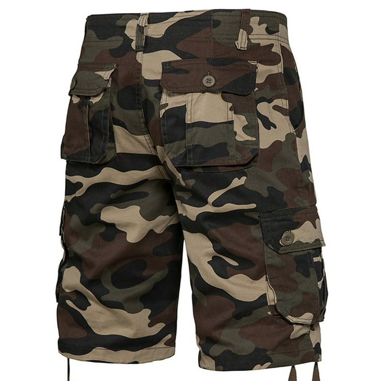 Mens Shorts printing Camouflage Cargo Shorts Low Rise Casual Loose Biker  Shorts Lightweight Fashion Regular Fit Daily Multi-Pockets Comfy Shorts(Khaki,XL)  