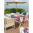 thumbnail image 5 of Outdoor Tablecloth with Umbrella Hole for Patio/Picnic/Party/Camping, Independence Day Floral Waterproof Table Cloth Rectangle Table Cover Washable, Anniversary USA Flag (60"x 102"), 5 of 9