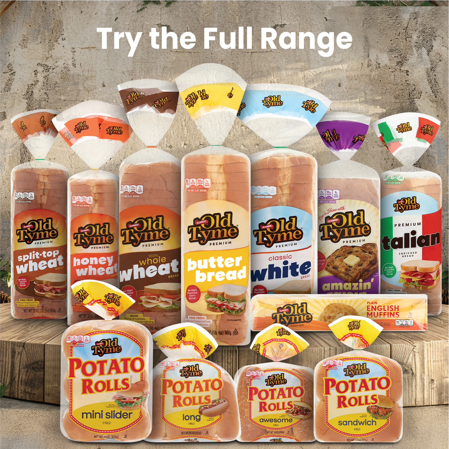 Schmidt Old Tyme Premium Split-Top Wheat Bread, 22 oz Loaf - 80 Calories Per Slice, High Fiber, Soft Texture, Delicious Taste