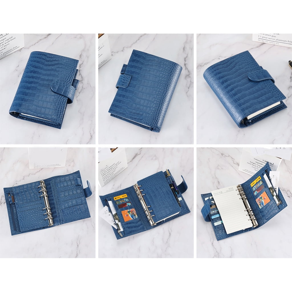 Jesscasday PU Leather Binder Journal Refillable Notebook with Pen Slot Card Holder Receipt Pocket Zippered Cash Bag for Women Men