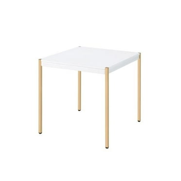 24 x 24 x 24 in. Otrac End Table, White & Gold