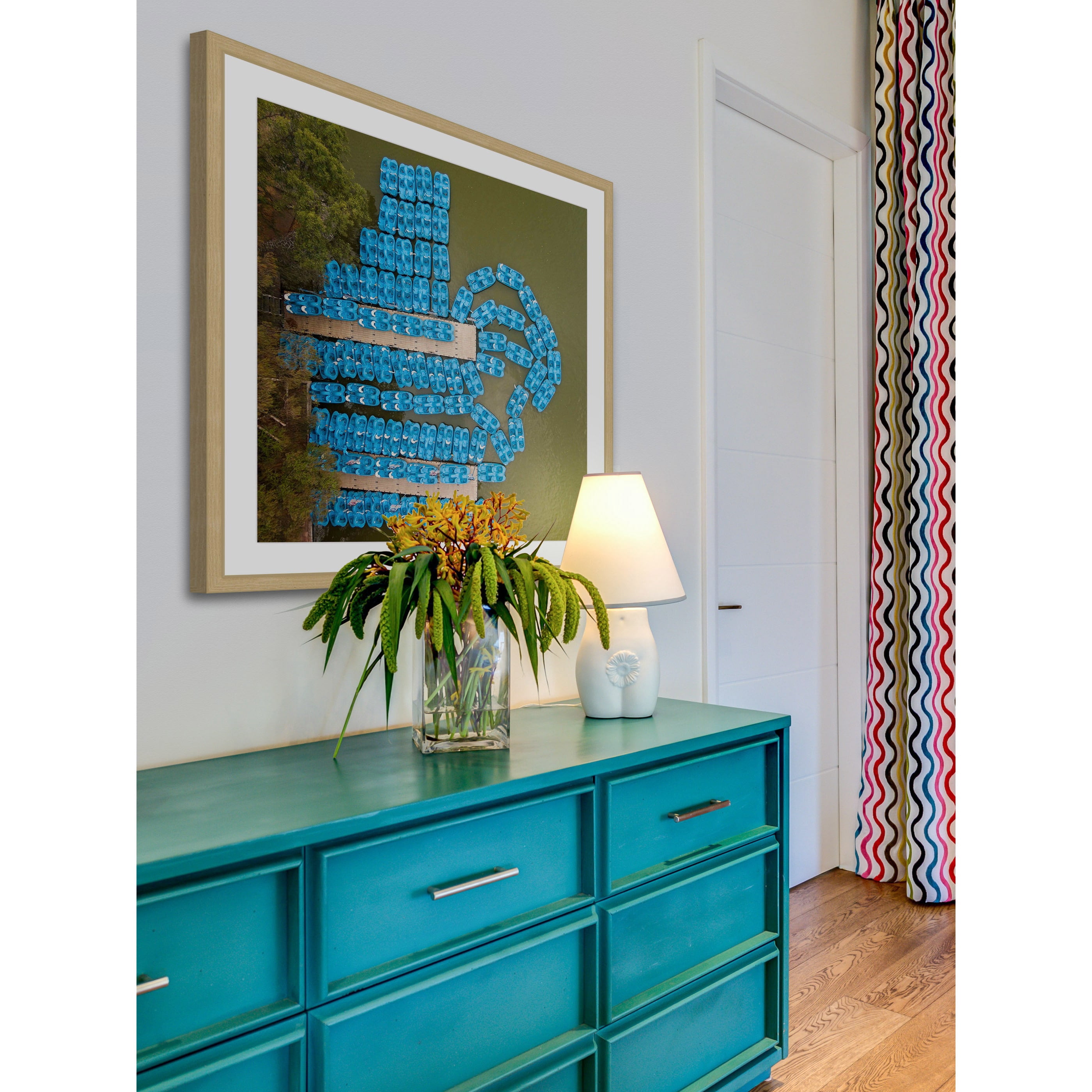 Marmont Hill "Blue Paddleboats" by Karolis Janulis Framed Painting Print