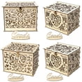thumbnail image 4 of EIMELI Wedding Gift Card Holder with Lock, Rustic Hollow Design, 1 Count, 4 of 5