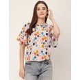 thumbnail image 2 of Moomaya Printed Tops For Women, Lace Flutter Sleeve Viscose Casual Top, 2 of 9
