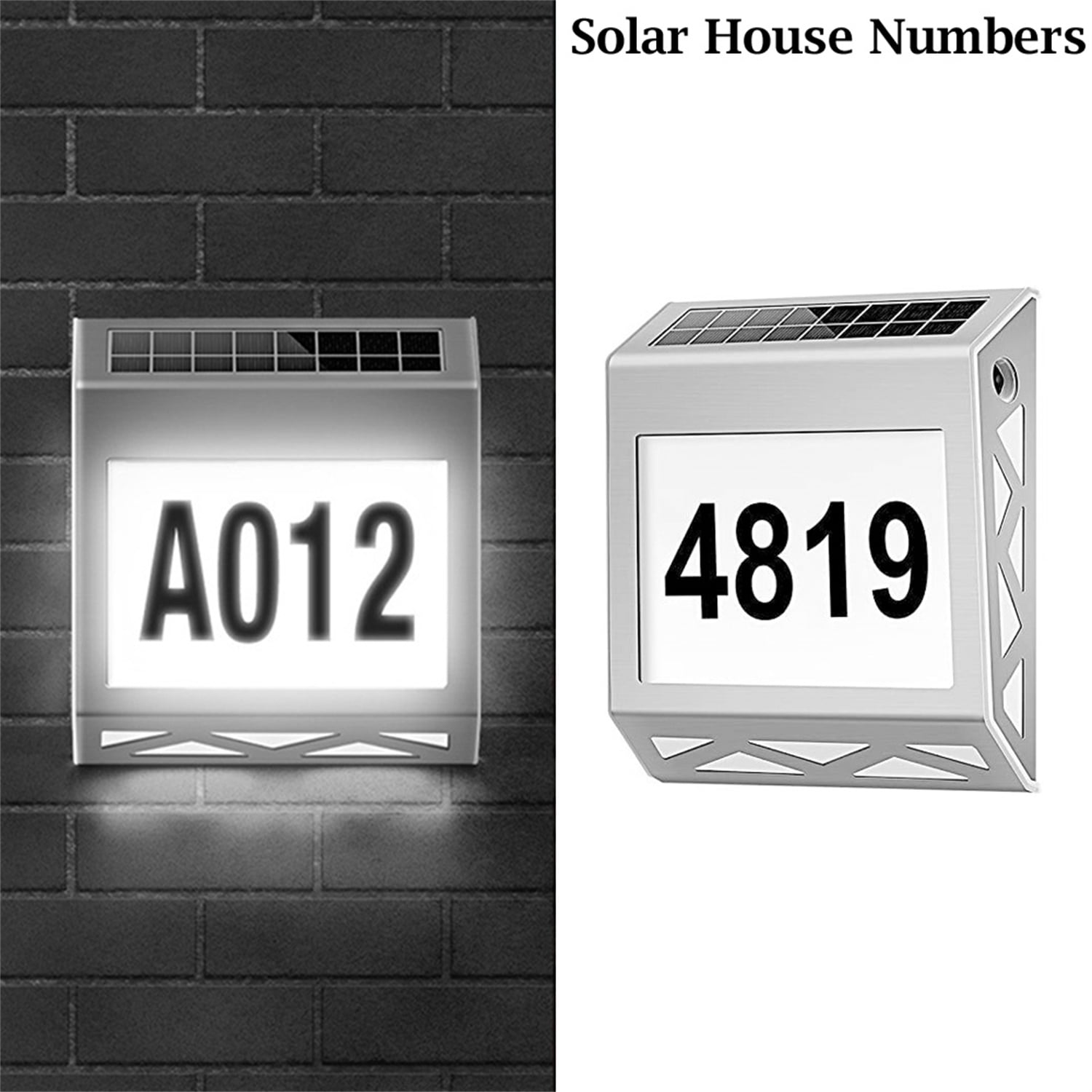 Solar Address Sign House Numbers for Outside Solar Powered Led