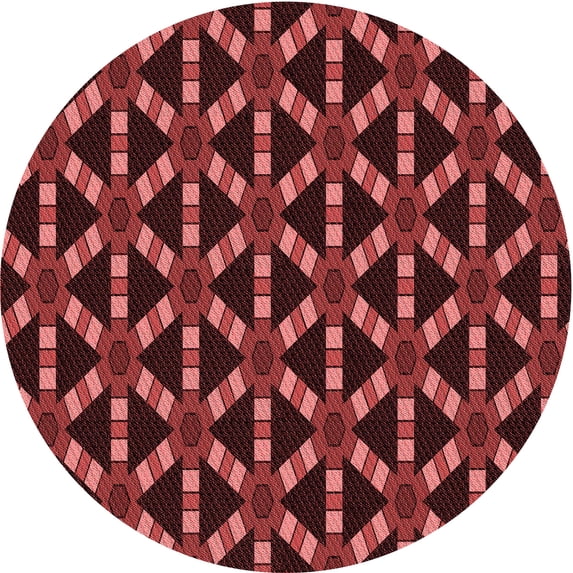 Ahgly Company Machine Washable Indoor Round Transitional Grapefruit Red Area Rugs, 3' Round