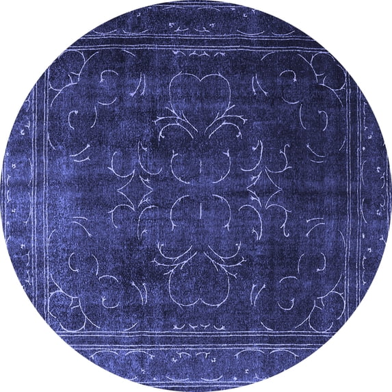 Ahgly Company Machine Washable Indoor Round Persian Blue Traditional Area Rugs, 5' Round