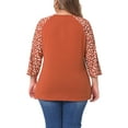 thumbnail image 3 of Agnes Orinda Women's Plus Size Shirts Blouse V Neck 3/4 Sleeve Floral Raglan Casual Spring Fall Tops 2X Brown, 3 of 6