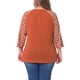 thumbnail image 3 of Camisas de mujer de tallas grandes Agnes Orinda, blusa de cuello en V, manga 3/4, floral, raglán, casual, tops de primavera y otoño, 4X, marrón, 3 of 6
