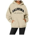thumbnail image 2 of California Los Angeles Hoodies for Women Fall Winter Long Sleeve Graphic Hooded Sweatshirt with Pockets Pullover Tops, 2 of 5