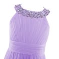 thumbnail image 6 of Haitryli Kids Haltered Neck Flower Girls Dress Rhinestone Chiffon Maxi Evening Gown for Pageant Lavender 14, 6 of 7