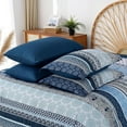 thumbnail image 6 of Boho Comforter Set King Size,8 Pieces Navy Blue Bohemian Striped Bed in a Bag,Paisley Soft Microfiber Bedding Comforter Set, 6 of 14