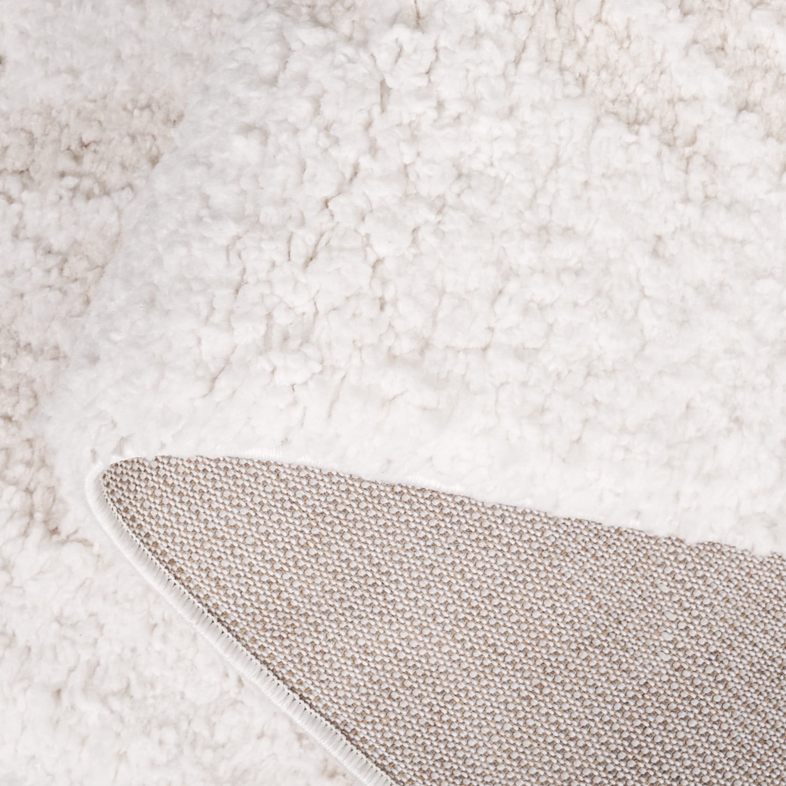 SAFAVIEH Rumi Elsie Geometric Polyester Shag Area Rug, Ivory/Light Beige, 4' x 6'