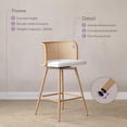 thumbnail image 6 of LAZZO Swivel Bar Stools Set of 2, 26” Counter Height Mid-Century Modern Stools with Natural Rattan Woven Back & Faux Leather Seat, White, 6 of 8