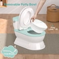 thumbnail image 4 of 2-In-1 Toddler Potty Training Toilet - Larger Potty Chair & Detachable Training Seat for Boys & Girls Ages 1-3 with Flushing Sound, Wipes Storage, Toilet Paper Holder -Green, 4 of 9