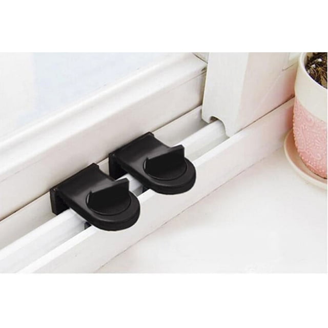 Cerradura de seguridad para niños para puertas y ventanas, cerradura antirrobo, cerradura de empuje y tracción, de plástico, acero, aleación de aluminio, tope de ventana, cerradura para puertas y
