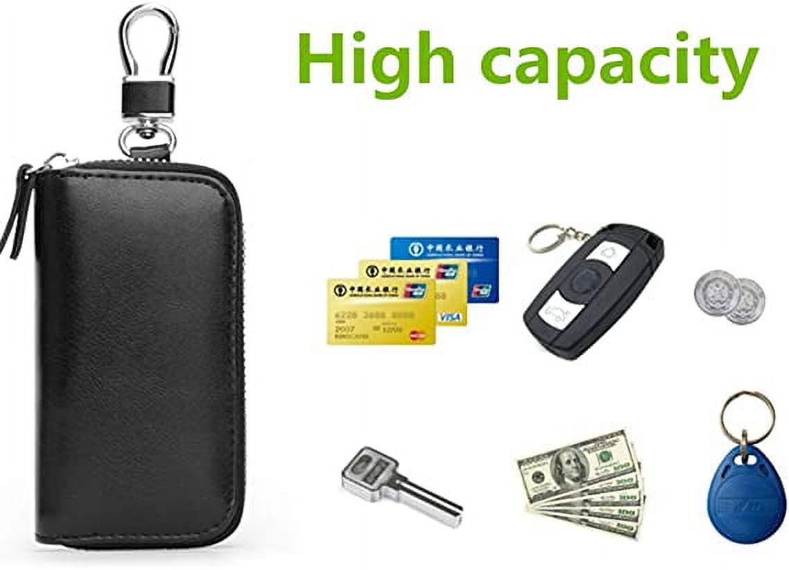 Genuine Leather Key Holder Bag with 2 Card Slot & 6 Hooks & 1