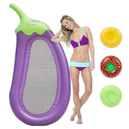 lounge pool inflatable float floats eggplant raft swimming giant holder cup purple water outdoor walmart