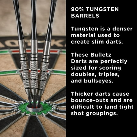 Viper - Fat Cat Bulletz 90% Tungsten Steel Tip Darts 23 Grams - Silver/Black