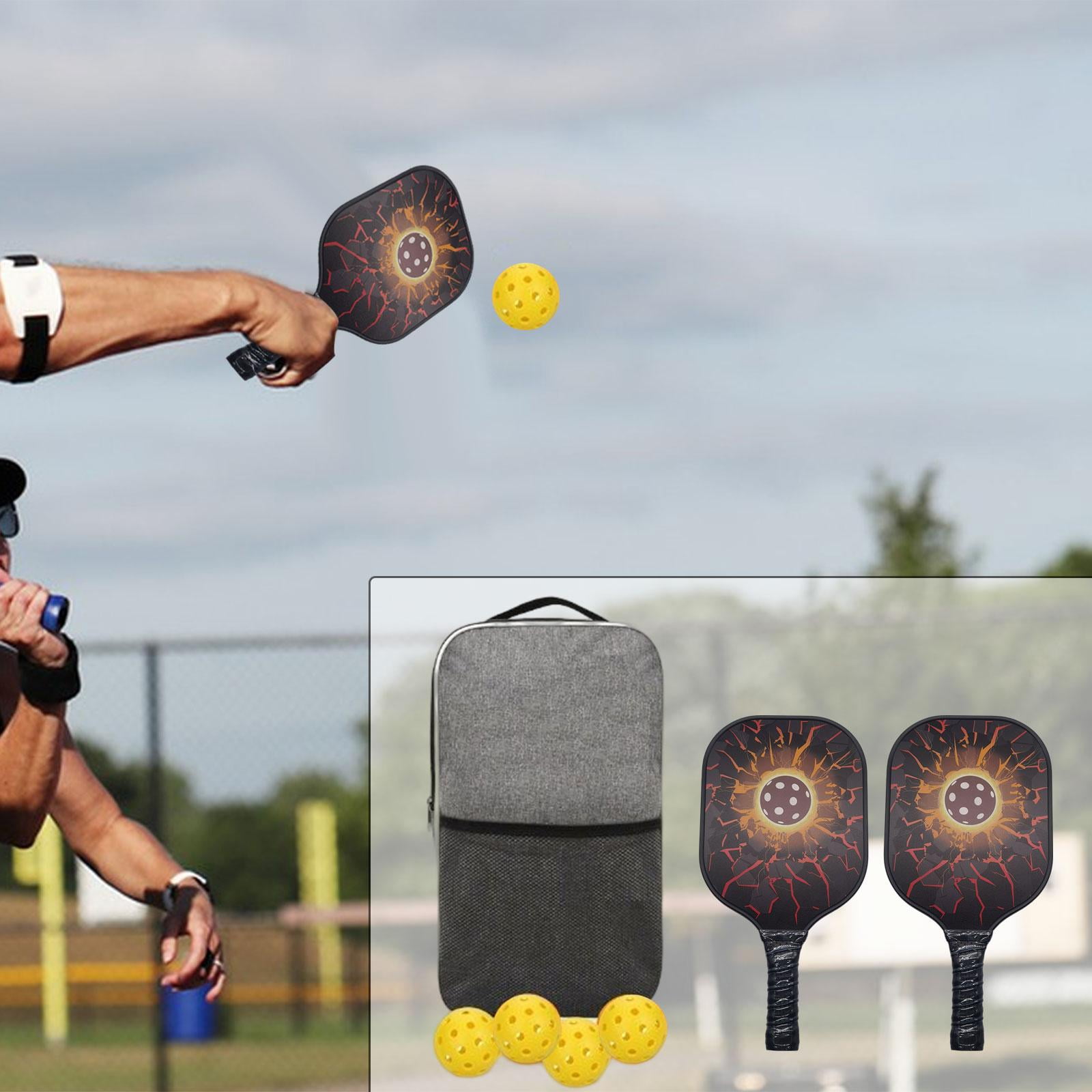 DimyFew Lightweight Pickleball Paddle Set 4x Pickleballs Balls Comfort Grip with Storage Ball Pattern