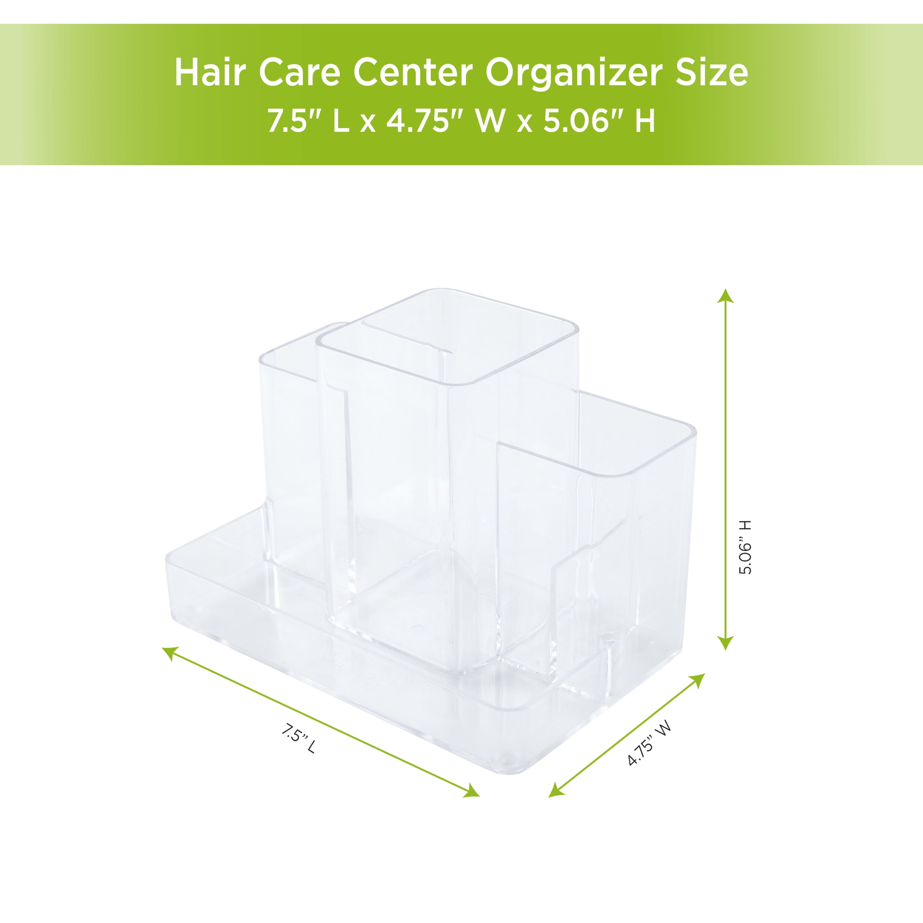 Kenney Storage Made Simple Bathroom Countertop Hair Care Center Organizer, Set of 2, Clear