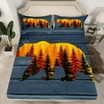 thumbnail image 3 of Feelyou Jungle Bear Print Twin Sheet Sets, Vintage Blue Cabin Twin Fitted Sheet, Rustic Farmhouse Theme Flat Sheet, Microfiber Bedroom Decor, 3pcs, 3 of 8