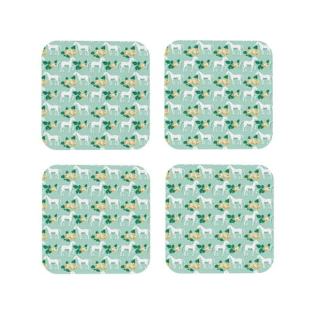 

Kdxio Horse And Flower Funny Coasters 4 Pcs Leather Coasters Housewarming Gifts Protect Furniture from Water Marks Scratch and Damage