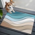 thumbnail image 3 of 2x3 Ft Entryway Area Rug, Turquoise Brown Kitchen Rug Runner Washable Floor Mat, Teal White Geometric Gradient Stripes Non Slip Indoor Door Mat Throw Carpet for Bathroom Living Room Bedroom, 3 of 8
