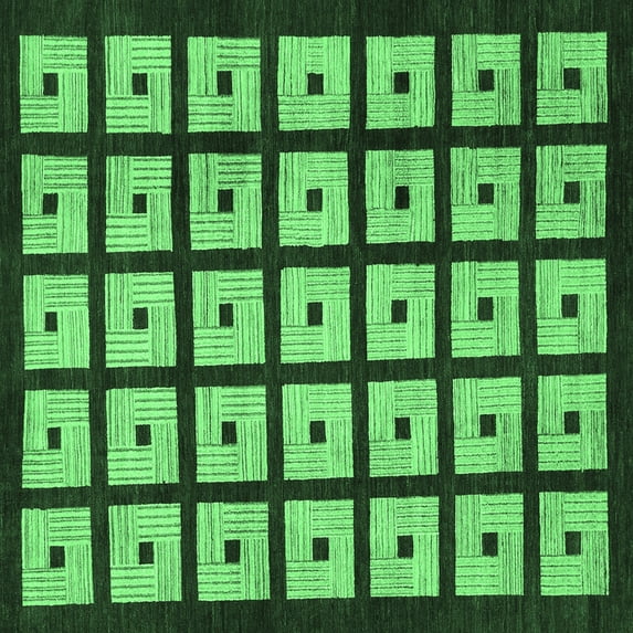 Ahgly Company Indoor Square Abstract Emerald Green Modern Area Rugs, 4' Square