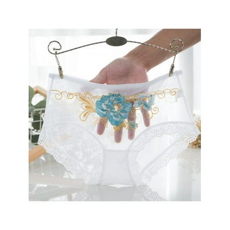- Lavaport Women Sexy Embroideried Lace Transparent Panties Underwear Briefs