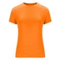 thumbnail image 5 of Scyoekwg Dressy Tops for Women Crew Neck Tight Tops Trendy Solid Color Comfy Casual Loose Shirts Short Sleeve T Shirts Summer Tshirt Blouses (Orange,L), 5 of 7