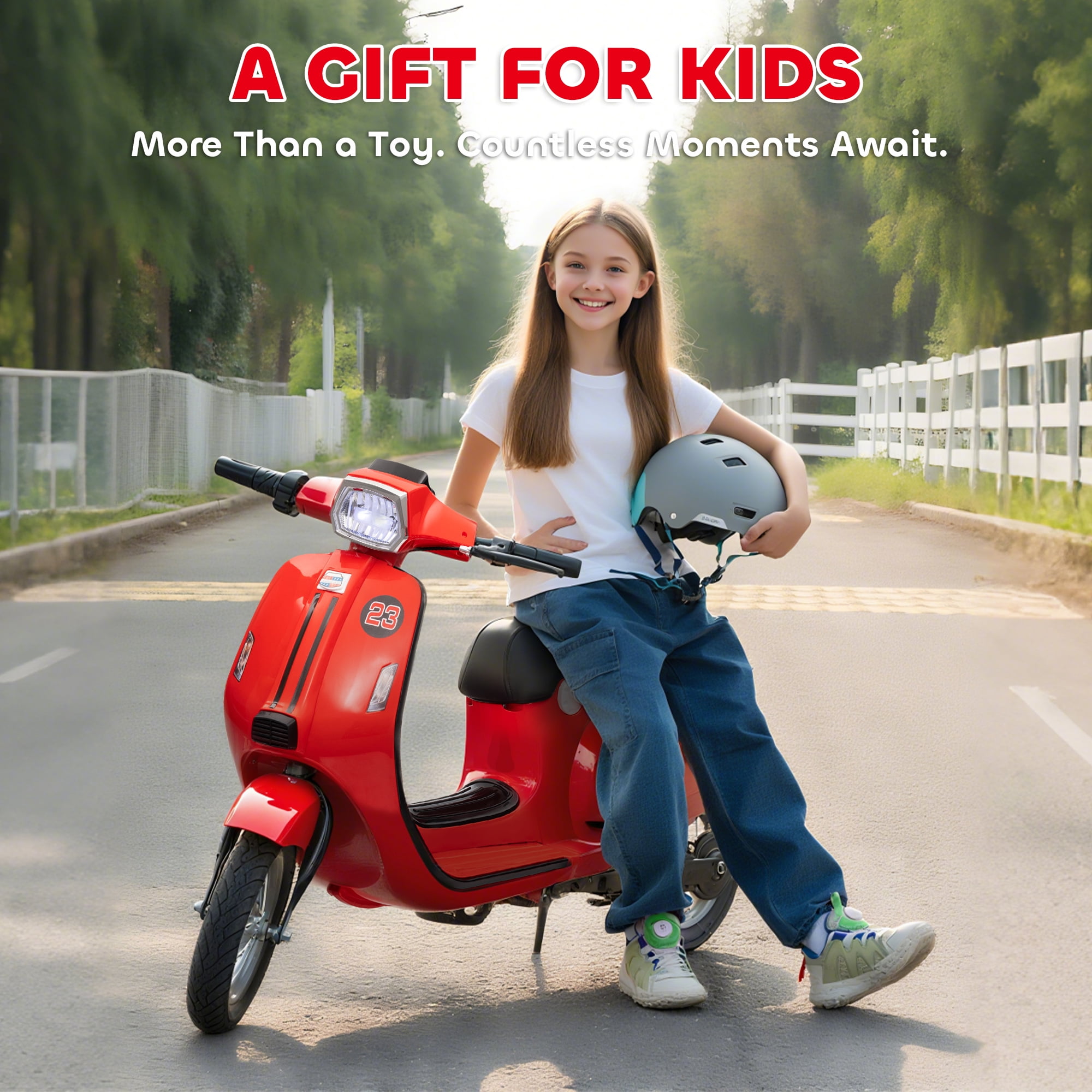 Qaba Kids Motorcycle, 24V Electric Motorcycle with Rear Suspension, LED Lights, Ride On Toy with 3-Speed Control for 8-12 Years Boys and Girls, Red