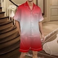 thumbnail image 2 of Mens Pajama Set Casual Satin Silk Button Down 2 Piece Short Sleeve Pant Plus Size Sleepwear,Red,3XL, 2 of 4