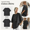 thumbnail image 4 of TEMOFON Vintage Washed Tops for Women Summer Black Crew Neck Boyfriend T-shirts Baggy Comfort Knit Shirt S, 4 of 9