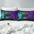 thumbnail image 4 of Erosebridal Teen Gamepads Sheet Set Twin,Blue Purple Bedding Sets Twin Size,Geometric Buffalo Twin Sheet Sets,Breathable Gradient Bedroom Decorative,3pcs, 4 of 7