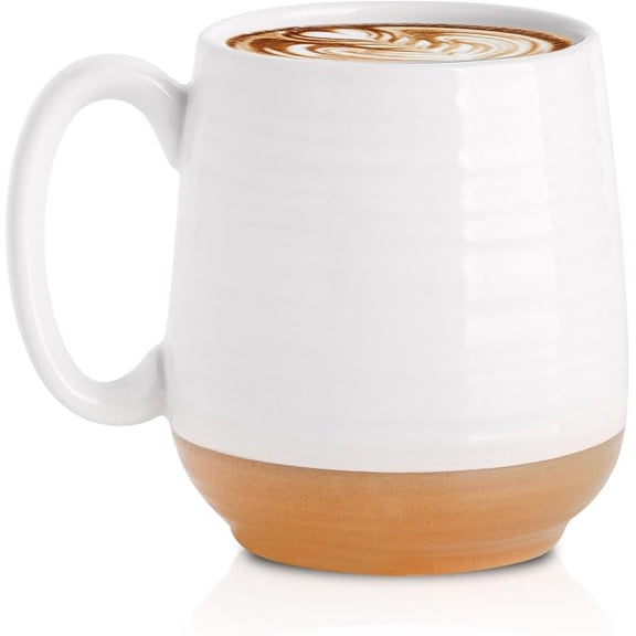 Tikooere 20 oz Two-Tone White Coffee Mug, Large 600ml Ceramic Cup with Handle, Microwave Dishwasher Safe for Tea, Latte & Hot Drinks