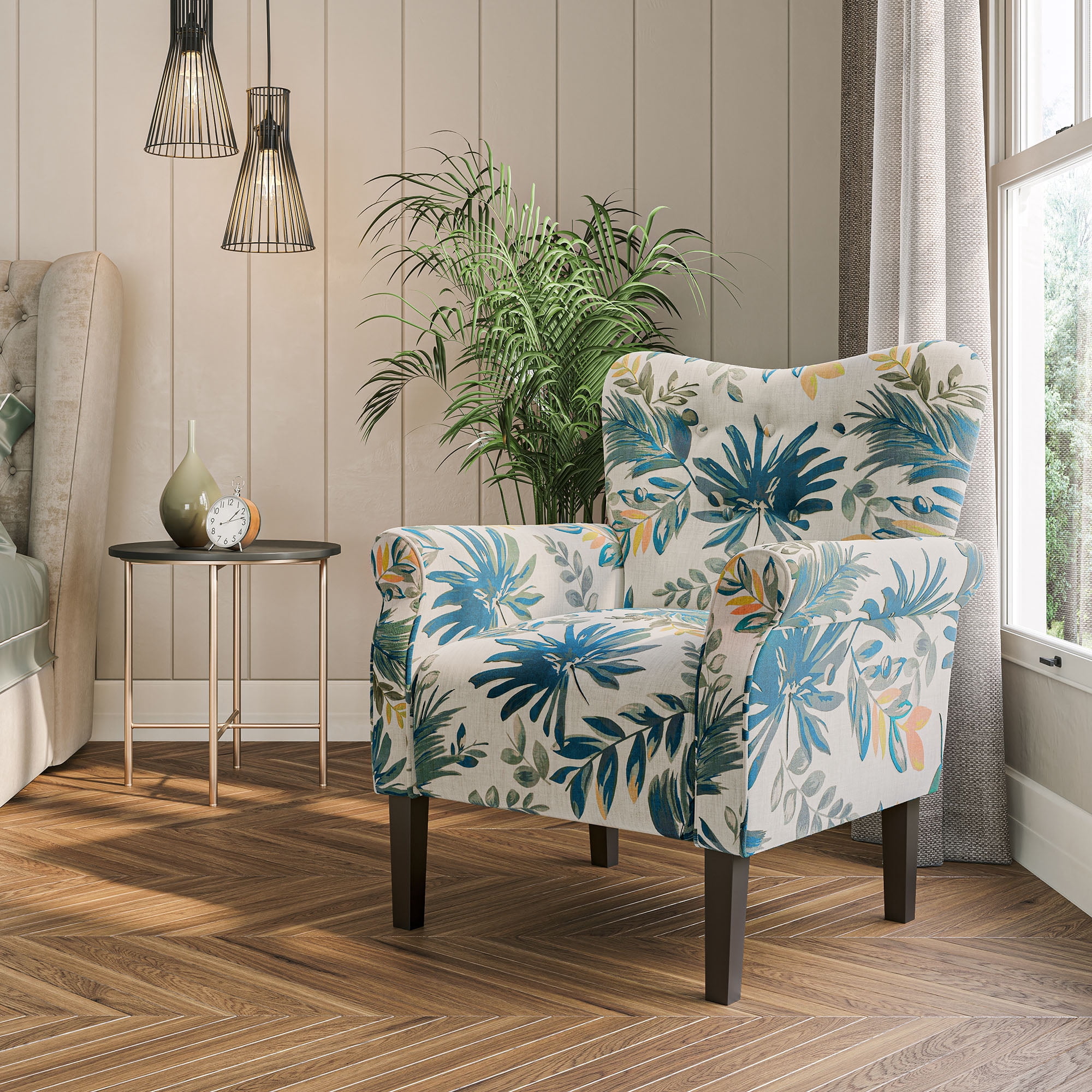 BELLEZE Accent Chair Armchair for Living Room - Allston (Green Blue Floral)